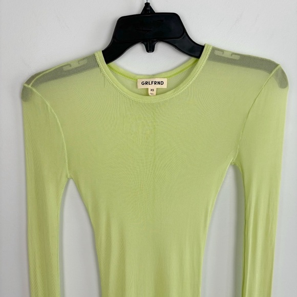 GRLFRND Long Sleeve Mesh Tee in Electric Lime Size XS - Picture 4 of 12